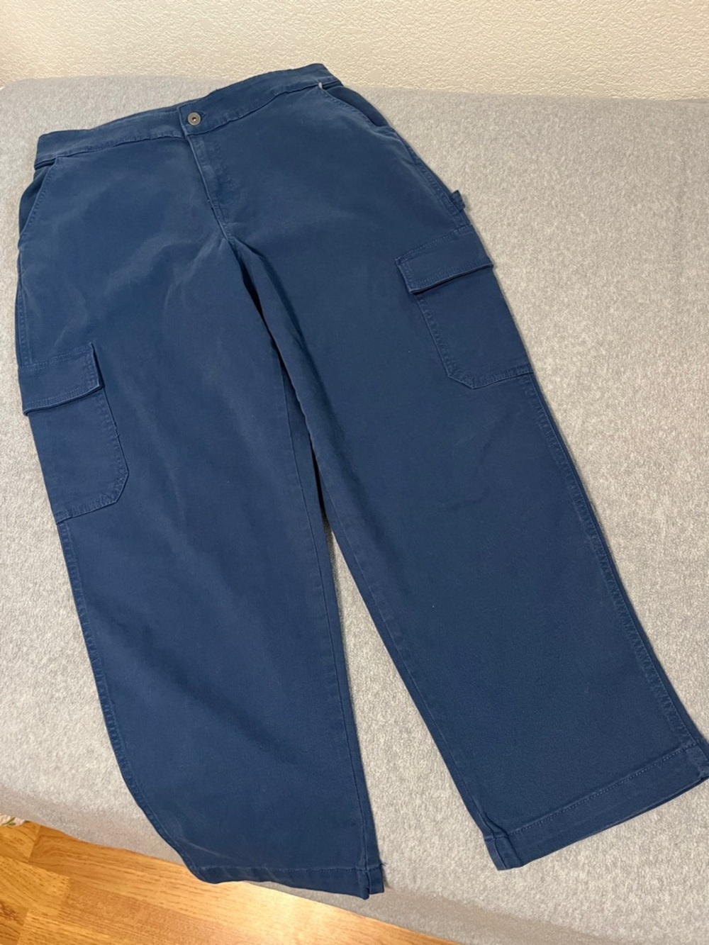 Womens Loose Cargo Pants 12 Relaxed Straight Mid Rise Coastal Ankle